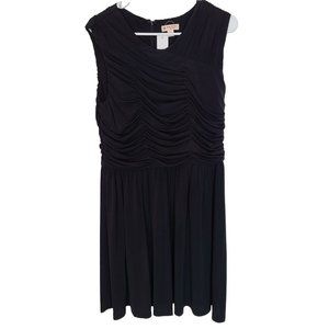 Brooks Brothers Red Fleece Womens L Black Ruched Sleeveless Jersey Dress NWT